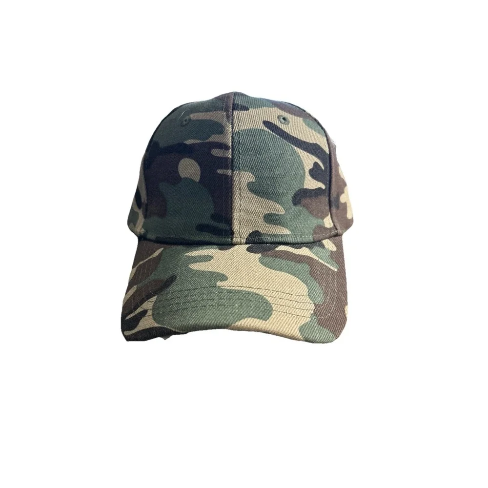 BLANK/NO LOGO CAMO ADJUSTABLE STRAPBACK BASEBALL HAT/CAP, CAMOUFLAGE, OUTDOOR